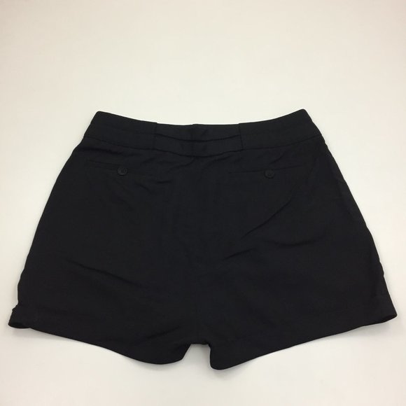 HELMUT LANG Black Button Waistband High Rise Cuffed Hem Shorts - Picture 8 of 10